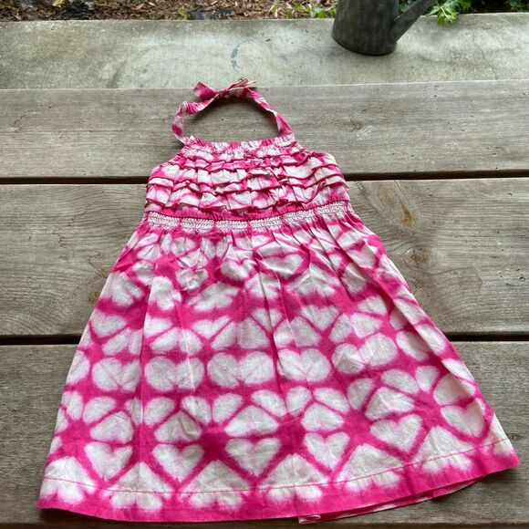 Cherokee Girls Dress Size 3T Pink White Heart Print Halter Sundress Batik NEW - Picture 6 of 7